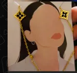 Customer photo of Dilaavez Midnight Clover Drop Earrings