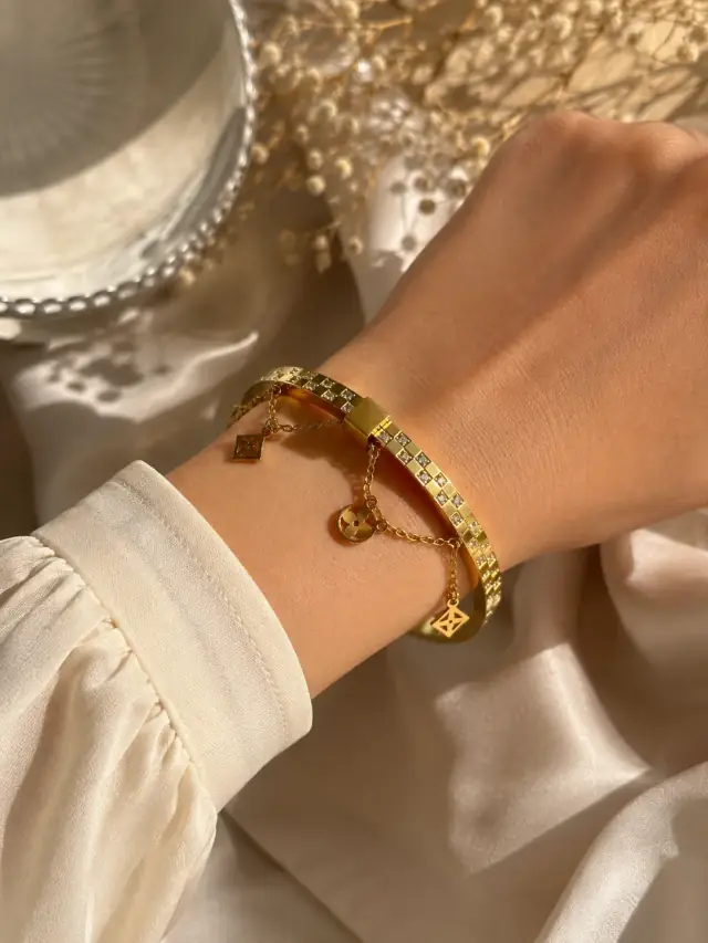 Aurelia Charm Crystal Cuff Bracelet