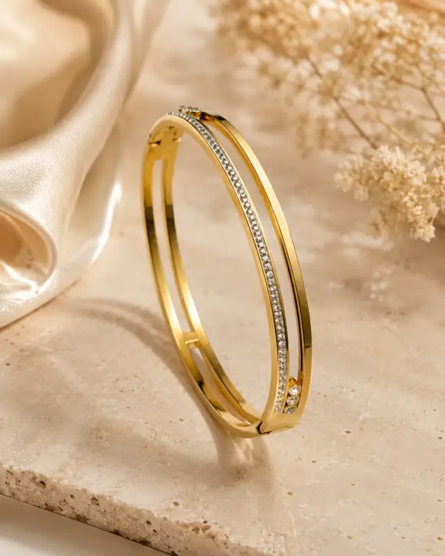 Eterna Crystal Golden Cuff Bracelet