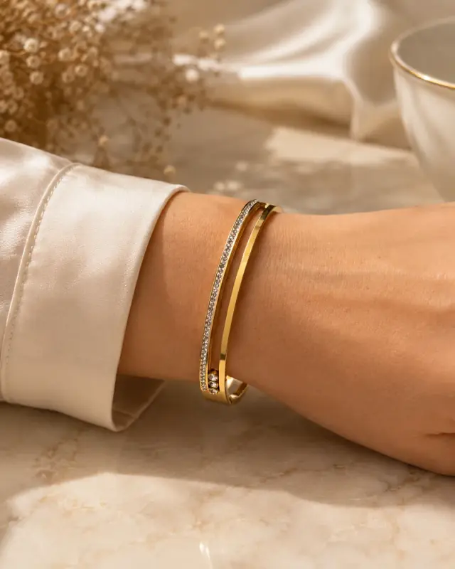 Eterna Crystal Golden Cuff Bracelet