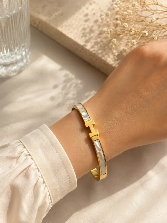 Ivory Line Golden Cuff Bracelet