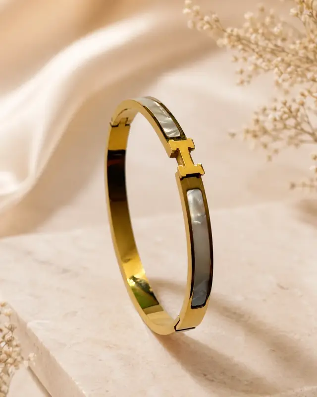 Ivory Line Golden Cuff Bracelet