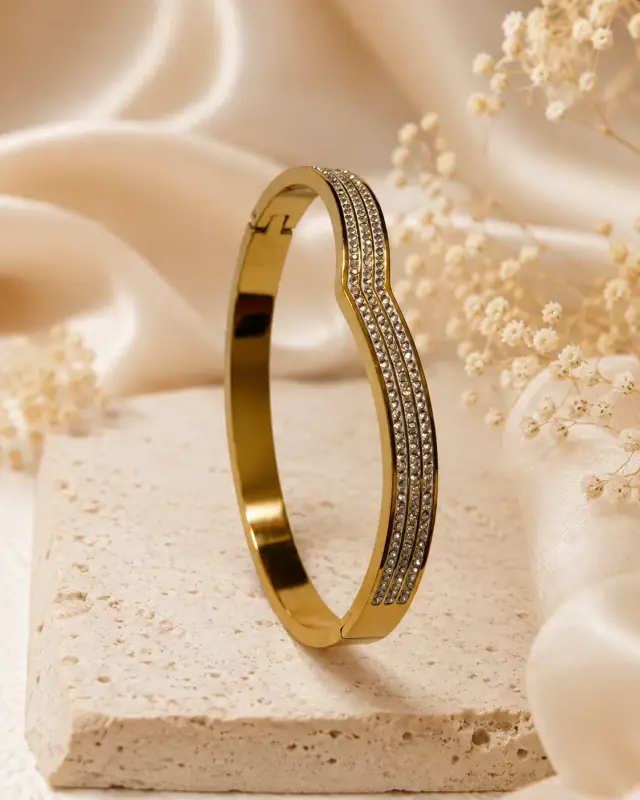 Lustre Crystal Golden Cuff Bracelet