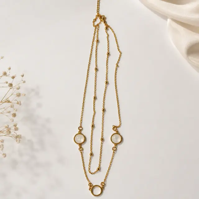 Mahveen Pearl Layered Gold Necklace
