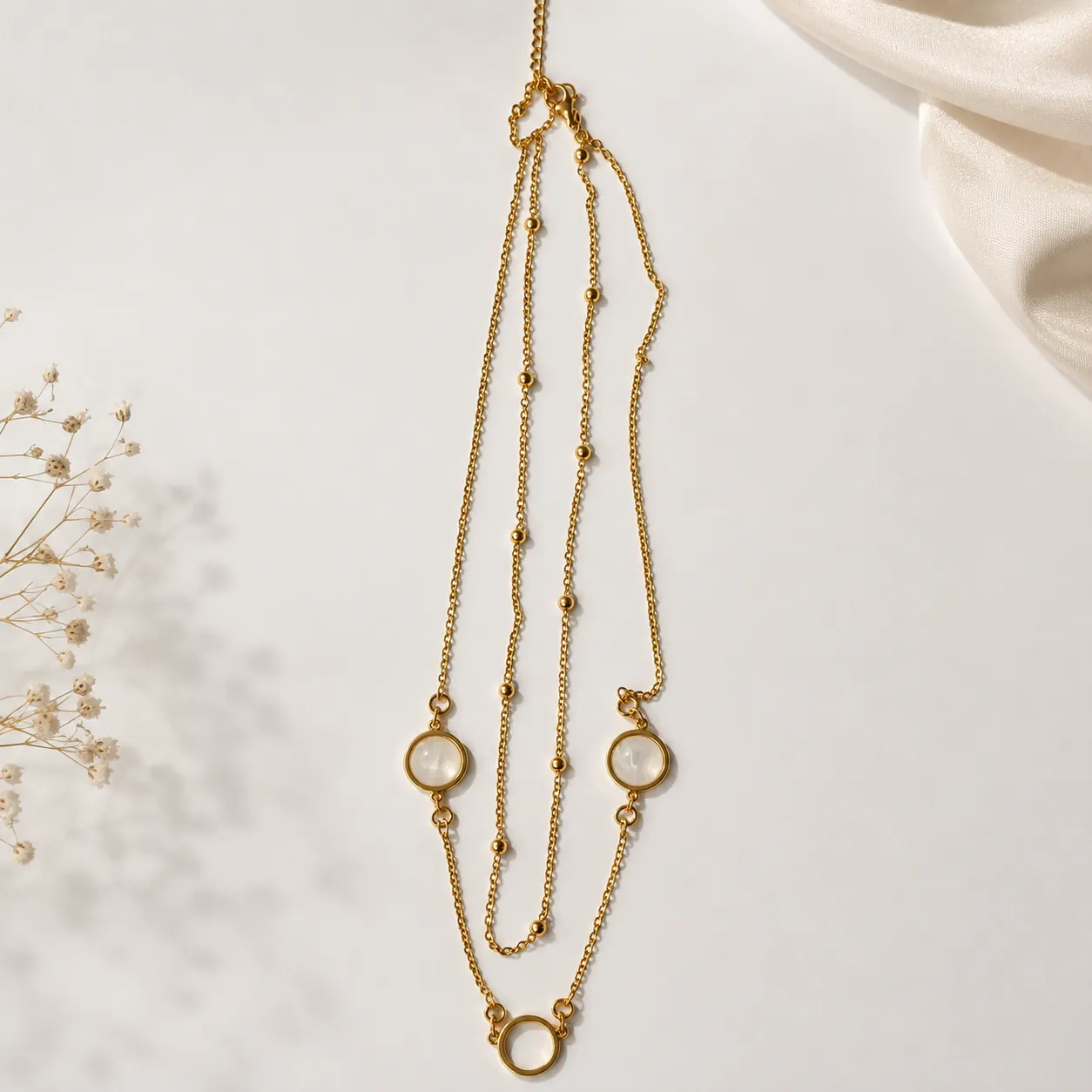 Mahveen Pearl Layered Gold Necklace, a gold-toned layered necklace