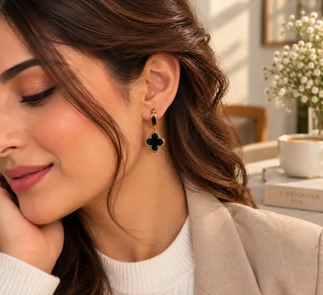 Midnight Clover Drop Earrings
