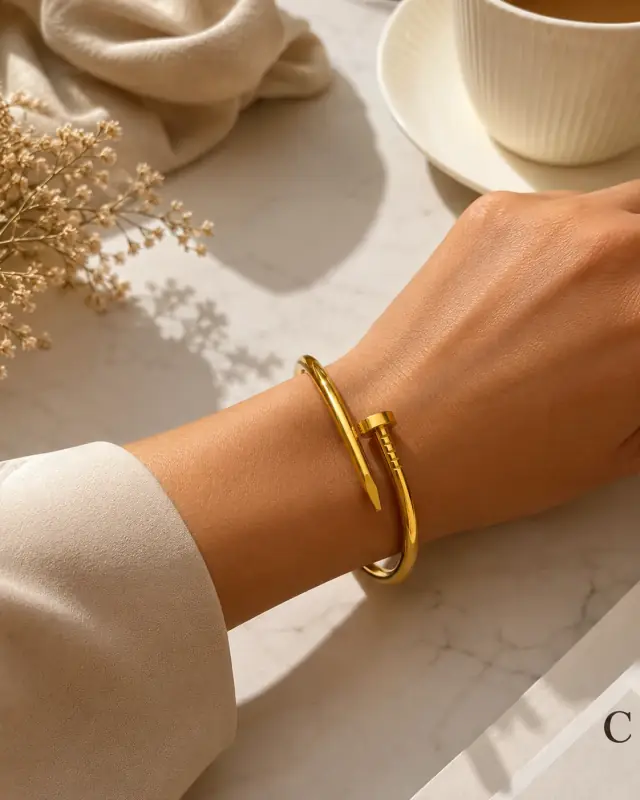 Nail Edge Golden Cuff Bracelet