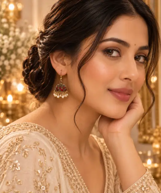 Ruby Pearl Jhumka Earrings
