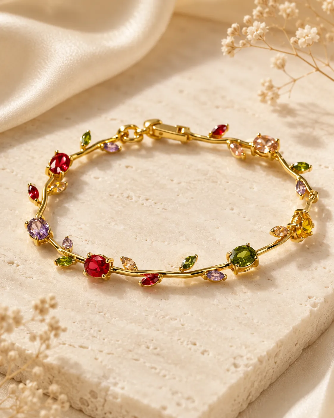 Tulip Garden Crystal Bracelet with multicolour crystal stones